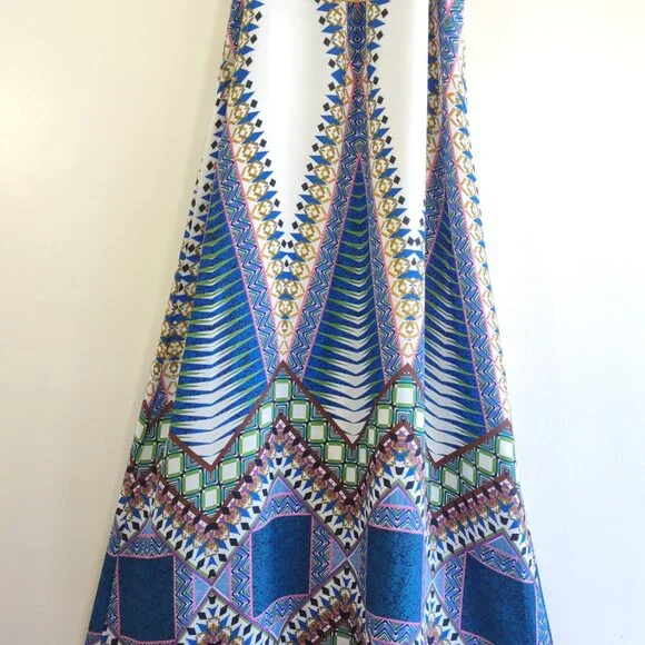 Anthropologie Maeve Pakpao Maxi Dress Boho Geo Bold Feminine Chic Flowy Size 0 - Picture 6 of 14